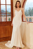Load image into Gallery viewer, Mermaid Spaghetti Straps White Wedding Dress with Button