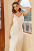 Load image into Gallery viewer, Mermaid Spaghetti Straps White Wedding Dress with Button