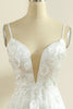 Load image into Gallery viewer, White Lace Deep V-Neck Boho Sweep Train Wedding Dress with Appliques