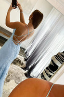 Load image into Gallery viewer, Mint Spaghetti Straps Appliques Prom Dress