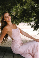 Load image into Gallery viewer, Pink Mermaid Long Prom Dress with Appliques