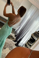 Load image into Gallery viewer, Mint Spaghetti Straps Appliques Prom Dress