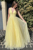 Load image into Gallery viewer, Glitter Deep V-Neck Light Blue Long Prom Dress