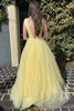Load image into Gallery viewer, Glitter Deep V-Neck Light Blue Long Prom Dress