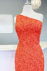 Load image into Gallery viewer, Fuchsia Sequins One Shoulder Party Dress