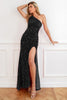Load image into Gallery viewer, Light Blue One Shoulder Sequins Prom Dress