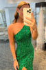 Load image into Gallery viewer, Glitter Black Sequins Long Prom Dress with Slit