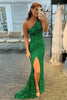 Load image into Gallery viewer, Light Blue One Shoulder Sequins Prom Dress