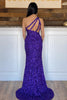 Load image into Gallery viewer, Royal Blue Glitter Party Dress with Slit