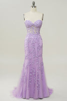 Load image into Gallery viewer, Purple Strapless Prom Dress with Appliques_3