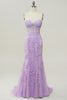 Load image into Gallery viewer, Purple Strapless Prom Dress with Appliques