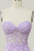 Load image into Gallery viewer, Purple Strapless Prom Dress with Appliques_5
