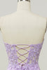 Load image into Gallery viewer, Purple Strapless Prom Dress with Appliques