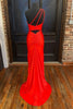 Load image into Gallery viewer, One Shoulder Hot Pink Prom Dress with Slit