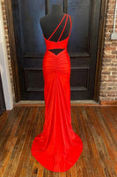Load image into Gallery viewer, One Shoulder Hot Pink Prom Dress with Slit