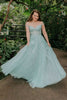 Load image into Gallery viewer, Light Green Off the Shoulder Prom Dress with Appliques