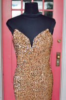 Load image into Gallery viewer, Golden Sweetheart Neck Sequined Mermaid Prom Dress With Sweep Train