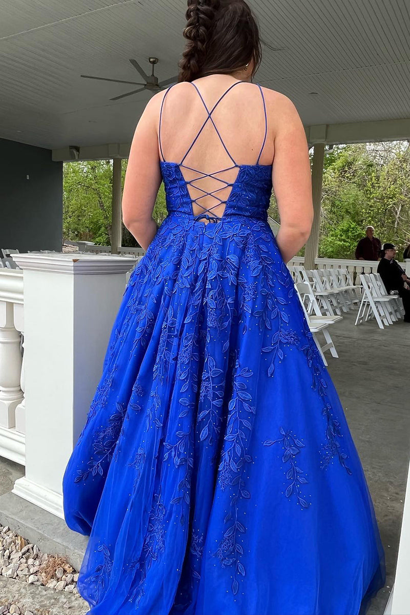 Load image into Gallery viewer, Princess Champagne Spaghetti Straps Prom Dress