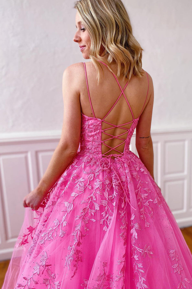 Load image into Gallery viewer, Princess Champagne Spaghetti Straps Prom Dress