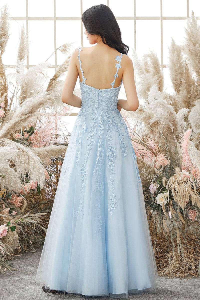 Load image into Gallery viewer, Princess Champagne Spaghetti Straps Prom Dress