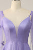 Load image into Gallery viewer, Purple Watteau Train Prom Dress With 3D Flowers