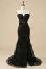 Load image into Gallery viewer, Queendancer Black Floral Long Prom Dress with Slit_1