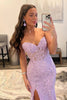 Load image into Gallery viewer, Black Corset Sweetheart Long Lace Mermaid Prom Dress with Slit