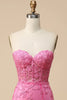 Load image into Gallery viewer, Pink Corset Sweetheart Long Lace Mermaid Prom Dress with Slit