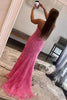 Load image into Gallery viewer, Pink Corset Sweetheart Long Lace Prom Dress with Slit