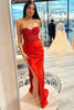 Load image into Gallery viewer, Sparkly Hot Pink Corset Long Sheath Prom Dress with Slit