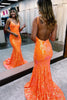 Load image into Gallery viewer, Sparkly Mermaid Orange Sequins Long Prom Dress