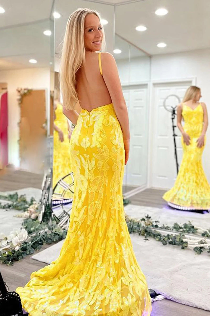Load image into Gallery viewer, Sparkly Mermaid Orange Sequins Long Prom Dress