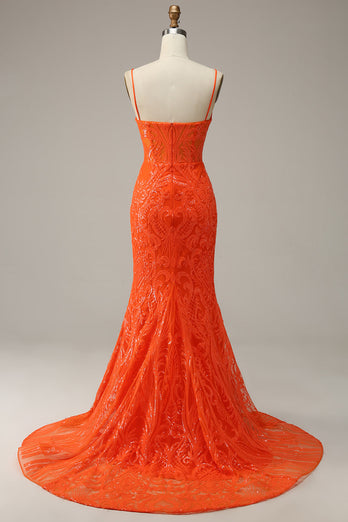 Hot Pink Spaghetti Straps Mermaid Prom Dress