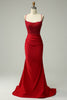 Load image into Gallery viewer, Mermaid Halter Dark Red Long Prom Dress with Beading
