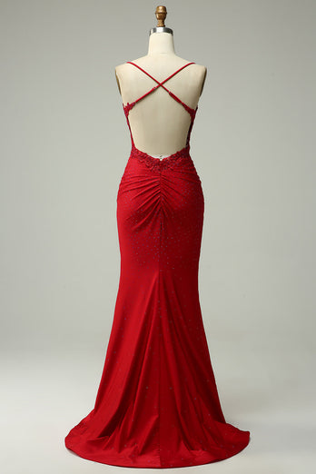 Mermaid Halter Royal Blue Long Prom Dress with Beading