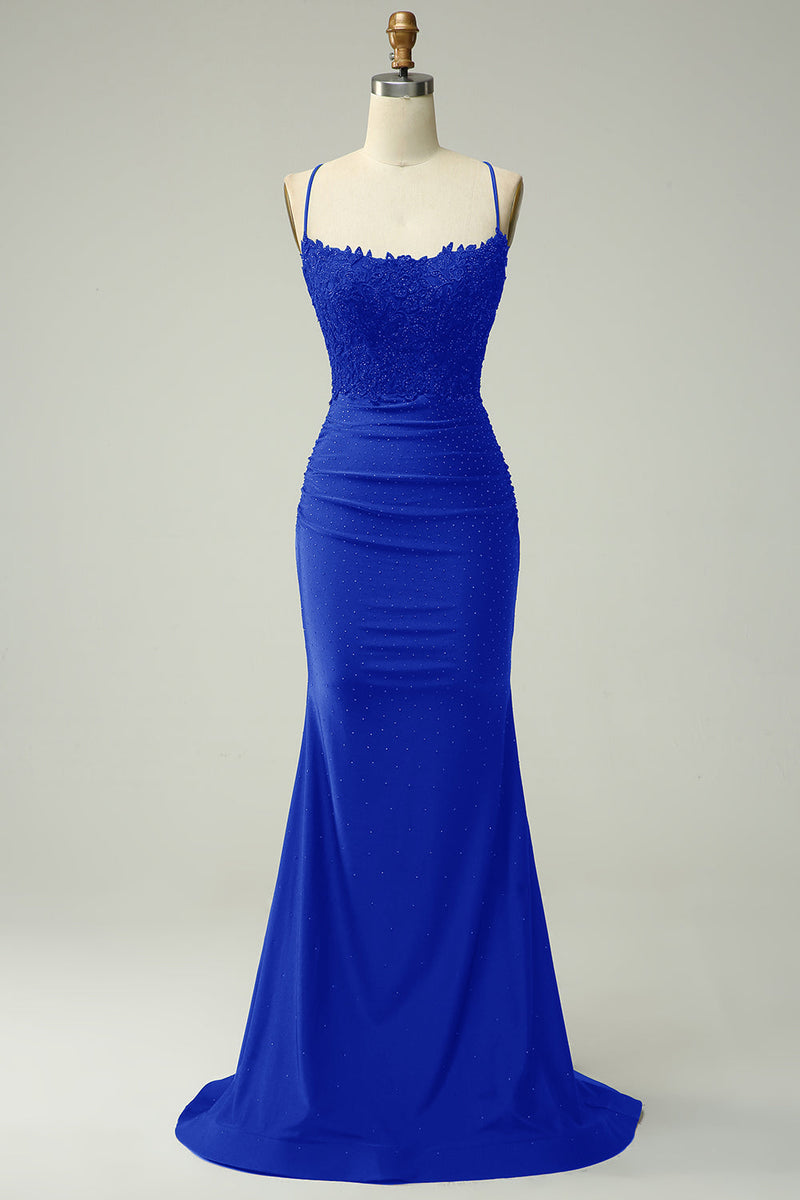 Load image into Gallery viewer, Sparkly Dark Green Beaded Long Prom Dress with Appliques