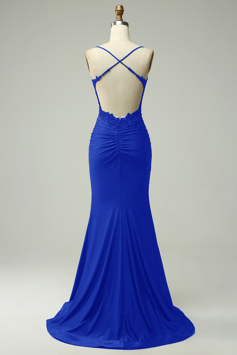 Load image into Gallery viewer, Sparkly Dark Green Beaded Long Prom Dress with Appliques