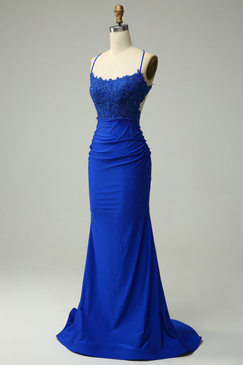 Mermaid Halter Dark Red Long Prom Dress with Beading