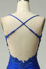 Load image into Gallery viewer, Mermaid Halter Royal Blue Long Prom Dress with Beading