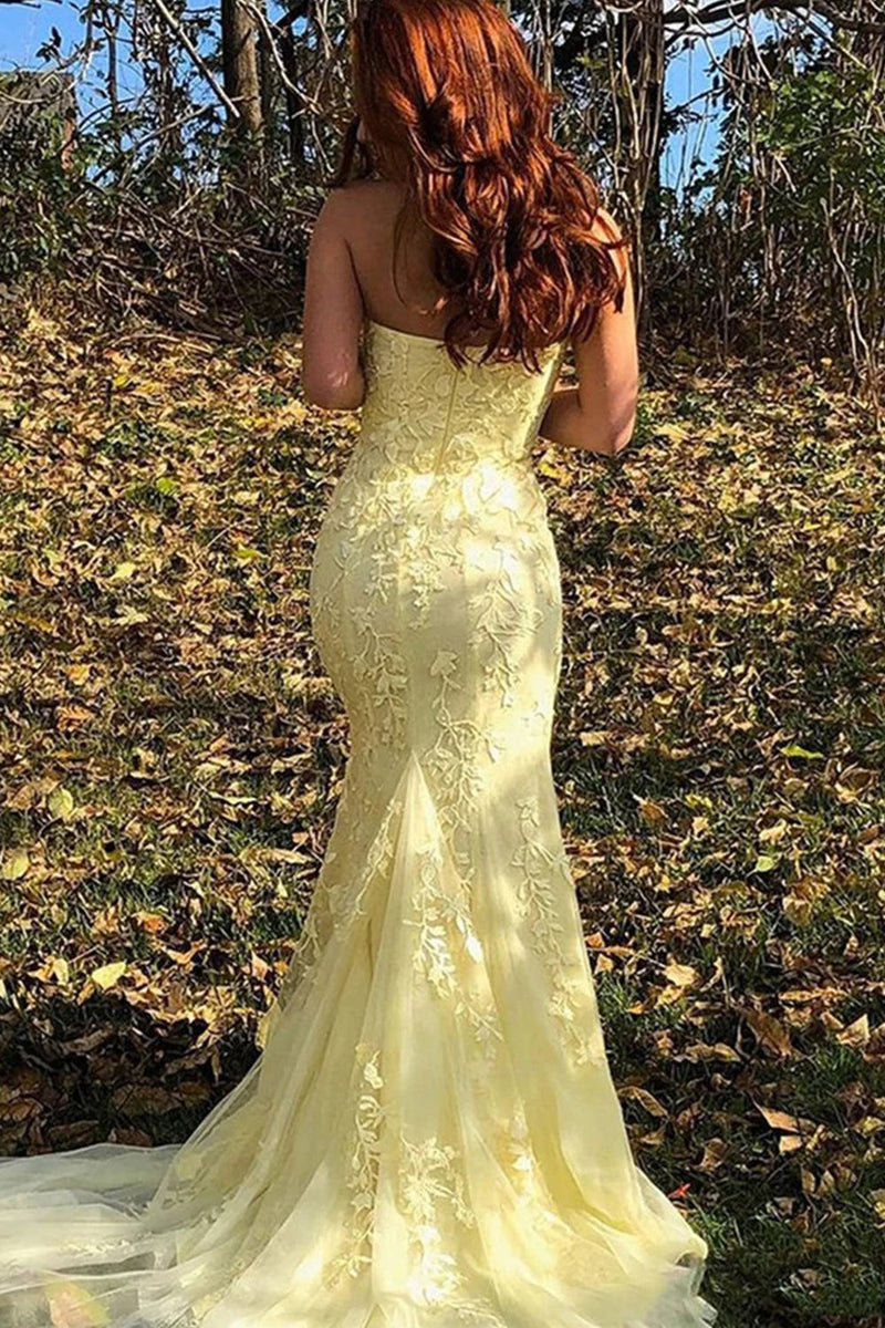 Load image into Gallery viewer, Pink Strapless Lace Long Prom Dress with Slit
