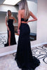 Load image into Gallery viewer, Black Sparkly Strapless Long Sheath Prom Dress with Slit