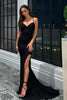 Load image into Gallery viewer, Mermaid Black Halter Long Prom Dress with Slit