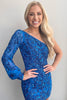 Load image into Gallery viewer, Orange Beaded Sequins One Shoulder Tight Party Dress