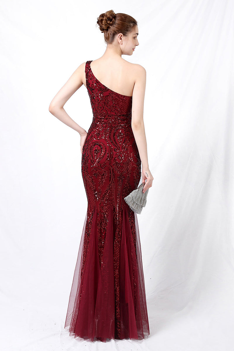 Load image into Gallery viewer, Mermaid One Shoulder Prom Dress with Appliques