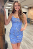 Load image into Gallery viewer, Sparkly Blue Beaded Sequins Backless Tight Party Dress