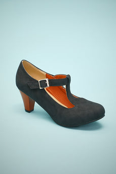 Retro T-Straps PU High Heels