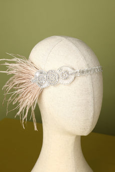 1920s Feather Beaded Flapper Headband