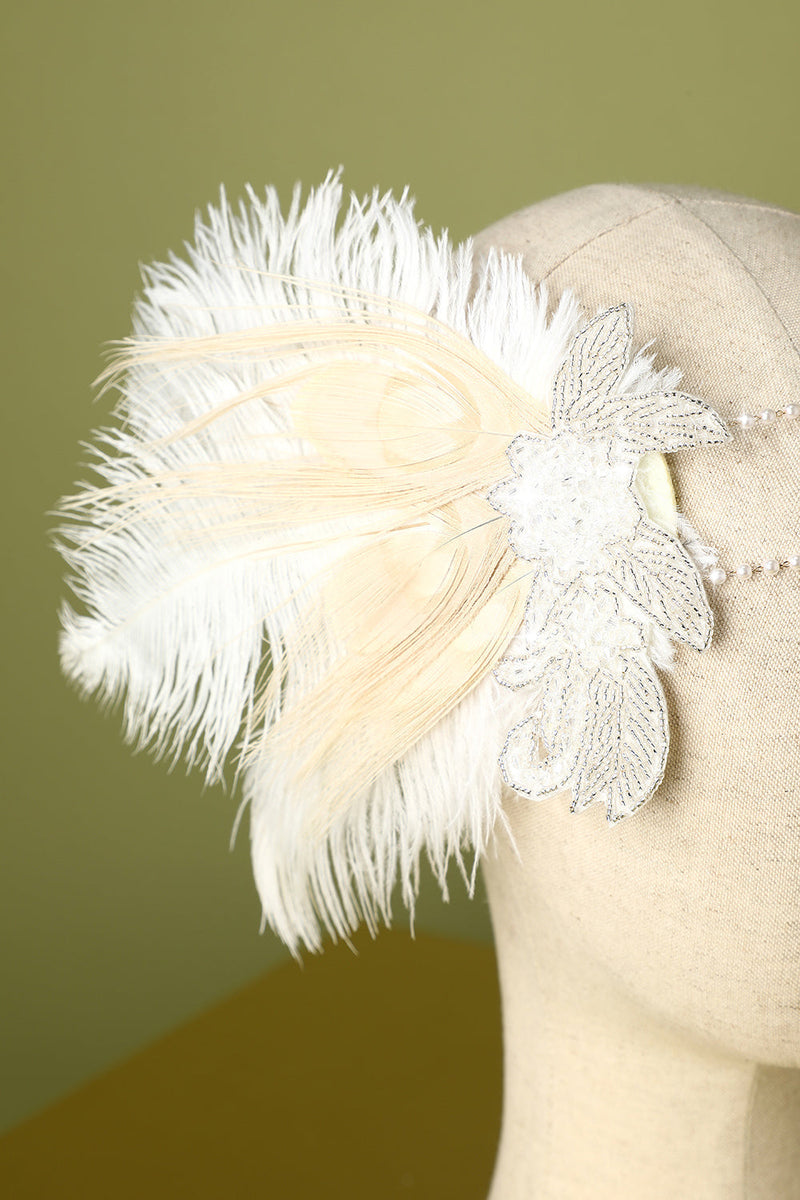 Load image into Gallery viewer, 1920s Feather Sequin Pearls Flapper Headband