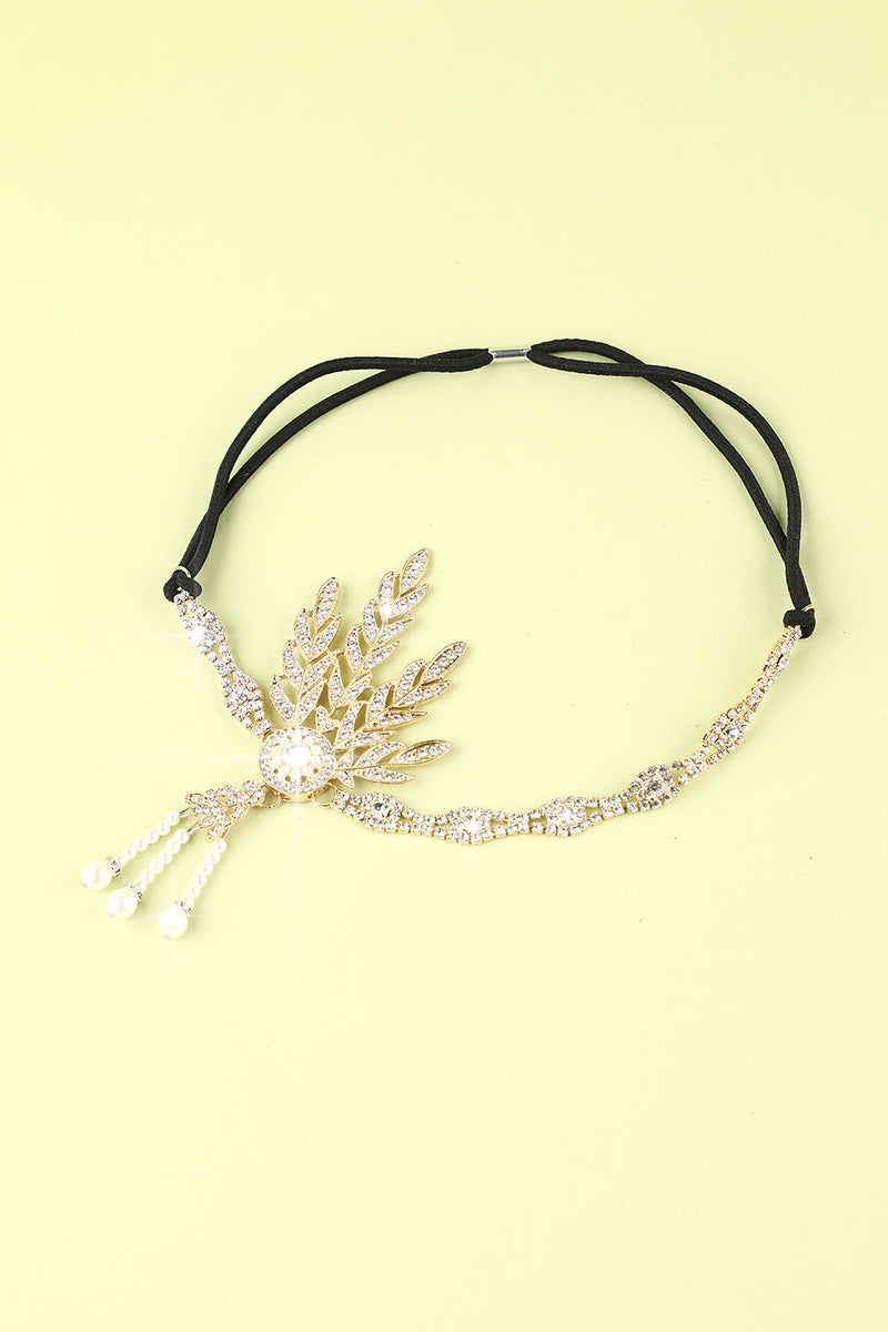 Load image into Gallery viewer, White Beaded Pearls 1920s Flapper Headband