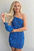 Load image into Gallery viewer, White Beaded Sequins One Shoulder Tight Short Prom Dress